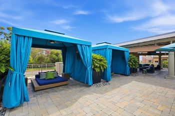 Pool cabanas with tvs and common-area wifi